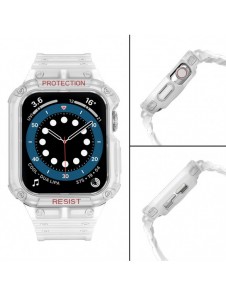 Protect Strap Band Band med fodral för Apple Watch 7 / SE (41/40 / 38mm) fodral Pansarklocka Vit