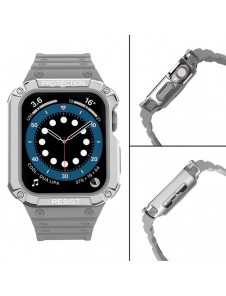 Protect Strap Band Band med fodral för Apple Watch 7 / SE (41/40 / 38 mm) fodral Pansarklocka Grått