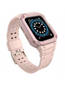 Protect Strap Band Band med fodral för Apple Watch 7 / SE (41/40 / 38mm) fodral Pansarklocka Rosa