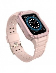 Protect Strap Band Band med fodral för Apple Watch 7 / SE (41/40 / 38mm) fodral Pansarklocka Rosa