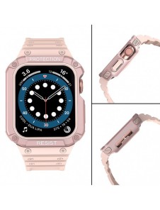 Protect Strap Band Band med fodral för Apple Watch 7 / SE (41/40 / 38mm) fodral Pansarklocka Rosa