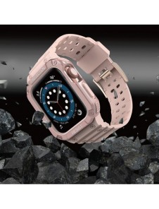 Protect Strap Band Band med fodral för Apple Watch 7 / SE (41/40 / 38mm) fodral Pansarklocka Rosa