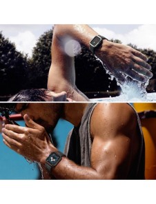 Protect Strap Band Band med fodral för Apple Watch 7 / SE (41/40 / 38 mm) fodral Pansarklocka Blå