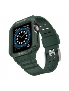 Protect Strap Band Band med fodral för Apple Watch 7 / SE (41/40 / 38mm) Fodral Pansarklocka Grön