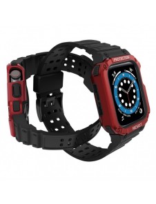 Protect Strap Band Fodral Armband för Apple Watch 7 / 6 / 5 / 4 / 3 / 2 / SE (45 / 44 / 42mm) Fodral Armor Watch Cover Svart