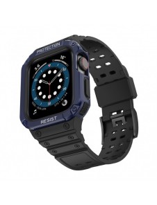 Protect Strap Band Fodral Armband för Apple Watch 7 / 6 / 5 / 4 / 3 / 2 / SE (45 / 44 / 42mm) Fodral Armor Watch Cover Svart