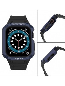 Protect Strap Band Fodral Armband för Apple Watch 7 / 6 / 5 / 4 / 3 / 2 / SE (45 / 44 / 42mm) Fodral Armor Watch Cover Svart