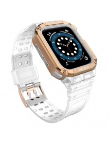 Protect Strap Band Fodral Armband för Apple Watch 7 / 6 / 5 / 4 / 3 / 2 / SE (45 / 44 / 42mm) Fodral Armor Watch Cover Transp