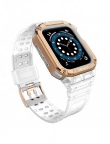 Protect Strap Band Fodral Armband för Apple Watch 7 / 6 / 5 / 4 / 3 / 2 / SE (45 / 44 / 42mm) Fodral Armor Watch Cover Transp