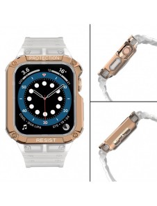 Protect Strap Band Fodral Armband för Apple Watch 7 / 6 / 5 / 4 / 3 / 2 / SE (45 / 44 / 42mm) Fodral Armor Watch Cover Transp
