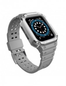 Protect Strap Band med fodral för Apple Watch 7 / SE (45/44 / 42 mm) fodral Pansarklocka Grått