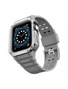 Protect Strap Band med fodral för Apple Watch 7 / SE (45/44 / 42 mm) fodral Pansarklocka Grått