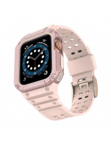 Protect Strap Band med fodral för Apple Watch 7 / SE (45/44 / 42mm) fodral Pansarklocka Rosa