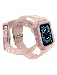 Protect Strap Band med fodral för Apple Watch 7 / SE (45/44 / 42mm) fodral Pansarklocka Rosa