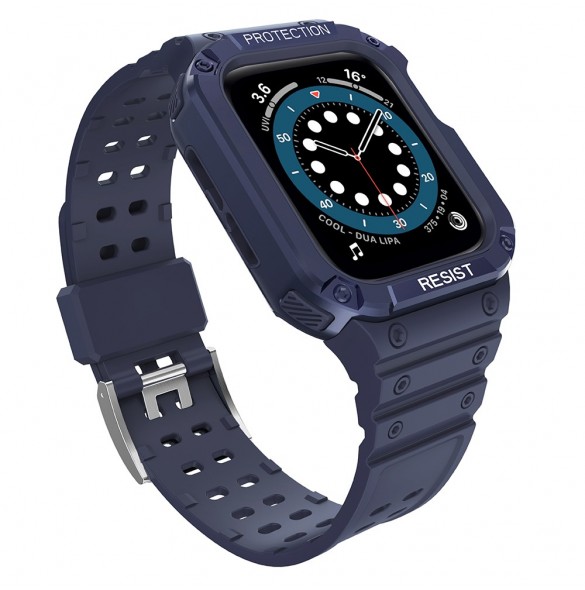 Skydda bandband med fodral för Apple Watch 7 / SE (45/44 / 42 mm) fodral pansarklocka blå