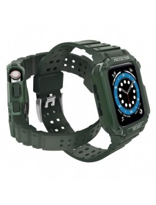 Protect Strap Band med fodral för Apple Watch 7 / SE (45/44 / 42 mm) fodral pansarklocka Grön