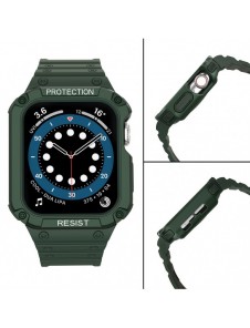 Protect Strap Band med fodral för Apple Watch 7 / SE (45/44 / 42 mm) fodral pansarklocka Grön