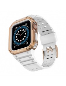 Protect Strap Band Band med fodral för Apple Watch 7 / SE (41/40 / 38mm) fodral Pansarklocka Vit