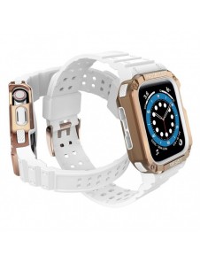 Protect Strap Band Band med fodral för Apple Watch 7 / SE (41/40 / 38mm) fodral Pansarklocka Vit
