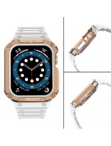 Protect Strap Band Band med fodral för Apple Watch 7 / SE (41/40 / 38mm) fodral Pansarklocka Vit