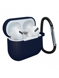 Fodral för AirPods 3 Silikonmjukt hörlursfodral + Nyckelring Hummerlås hänge mörkblå (fodral D)