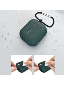 Fodral för AirPods 3 Silikonmjukt hörlursfodral + Nyckelring Hummerlås hänge mörkblå (fodral D)