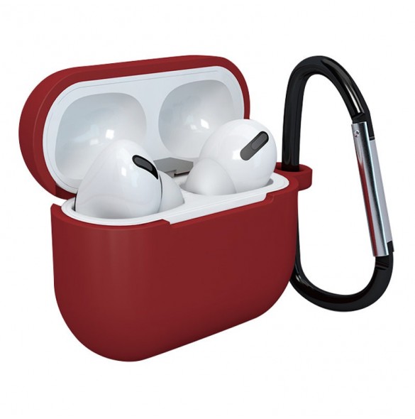 Fodral för AirPods 3 mjukt silikonfodral för hörlurar + nyckelring lobster clasp hänge rött (fodral D)