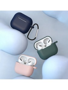 Fodral för AirPods 3 mjukt silikonfodral för hörlurar + nyckelring lobster clasp hänge rött (fodral D)