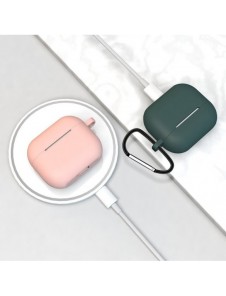 Fodral för AirPods 3 mjukt silikonfodral för hörlurar + nyckelring lobster clasp hänge rött (fodral D)