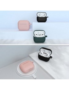 Fodral för AirPods 3 mjukt silikonfodral för hörlurar + nyckelring lobster clasp hänge rött (fodral D)