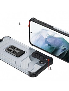 Crystal Ring Case armored hybrid case cover + magnetisk hållare för Samsung Galaxy S22 blå