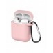 Fodral för AirPods 2 / AirPods 1 mjukt silikonfodral för hörlurar + nyckelring karbinhake rosa (fodral D)