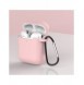 Fodral för AirPods 2 / AirPods 1 mjukt silikonfodral för hörlurar + nyckelring karbinhake rosa (fodral D)