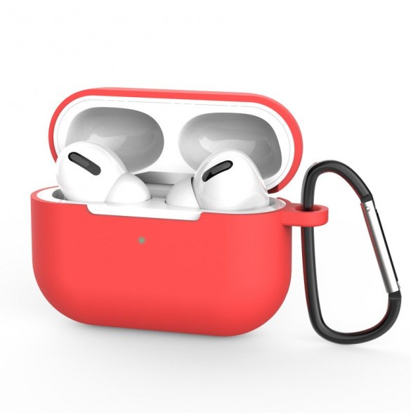 Fodral för AirPods Pro 2 / AirPods Pro mjukt silikonfodral för hörlurar + nyckelring lobster clasp hänge rött (fodral D)