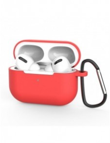Fodral för AirPods Pro 2 / AirPods Pro mjukt silikonfodral för hörlurar + nyckelring lobster clasp hänge rött (fodral D)