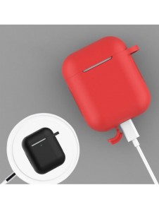 Fodral för AirPods Pro 2 / AirPods Pro mjukt silikonfodral för hörlurar + nyckelring lobster clasp hänge rött (fodral D)