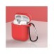 Fodral för AirPods 2 / AirPods 1 mjukt silikonfodral för hörlurar + nyckelring karbinhake rött (fodral D)