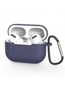 Fodral för AirPods Pro 2 / AirPods Pro mjukt silikonfodral för hörlurar + nyckelring karbinhake blå (fodral D)