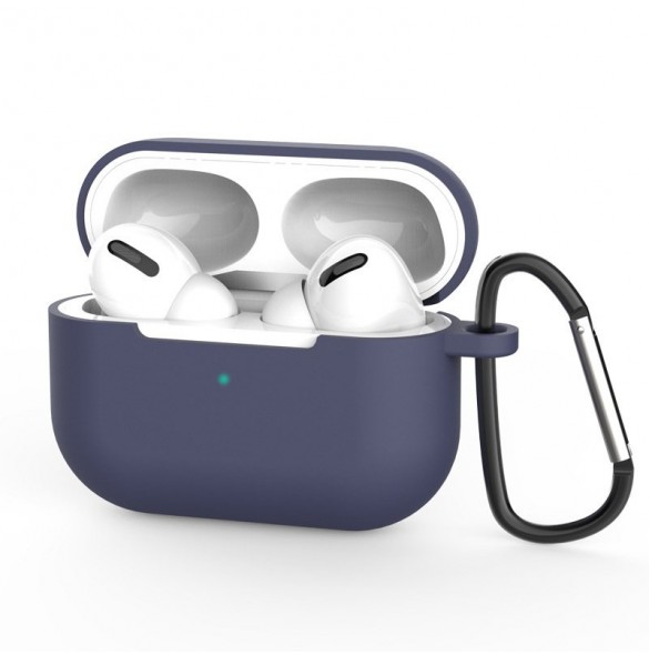 Fodral för AirPods Pro 2 / AirPods Pro mjukt silikonfodral för hörlurar + nyckelring karbinhake blå (fodral D)
