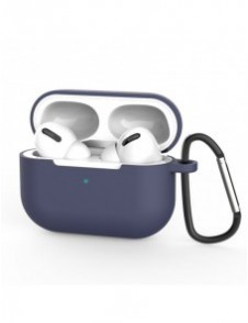 Fodral för AirPods Pro 2 / AirPods Pro mjukt silikonfodral för hörlurar + nyckelring karbinhake blå (fodral D)