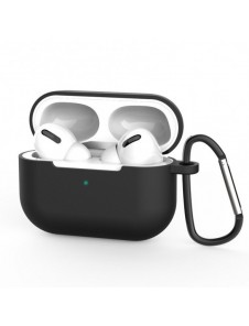 Fodral för AirPods Pro 2 / AirPods Pro mjukt silikonfodral för hörlurar + nyckelring lobster clasp hänge svart (fodral D)