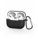 Fodral för AirPods Pro 2 / AirPods Pro mjukt silikonfodral för hörlurar + nyckelring lobster clasp hänge svart (fodral D)