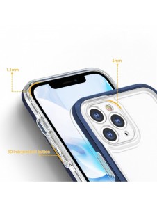Genomskinligt 3-i-1 fodral för iPhone 11 Pro blå ram gel skal
