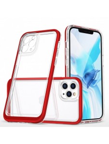 Genomskinligt 3-i-1 fodral för iPhone 11 Pro ramskydd gel rött