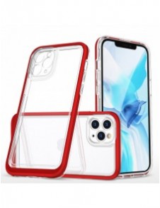Genomskinligt 3-i-1 fodral för iPhone 11 Pro ramskydd gel rött