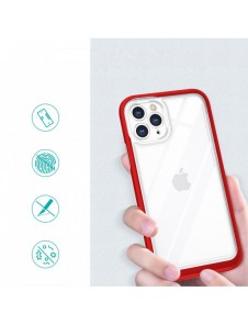 Genomskinligt 3-i-1 fodral för iPhone 11 Pro ramskydd gel rött