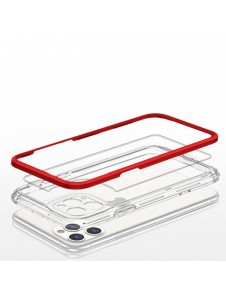 Genomskinligt 3-i-1 fodral för iPhone 11 Pro ramskydd gel rött