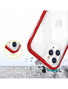 Genomskinligt 3-i-1 fodral för iPhone 11 Pro ramskydd gel rött