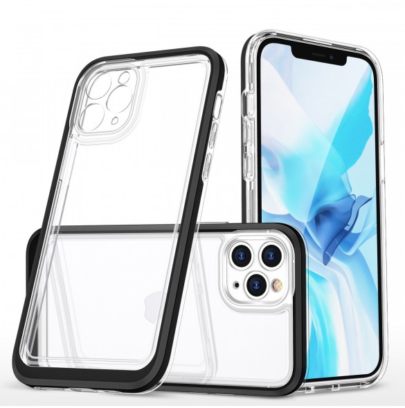 Klart 3-i-1 fodral för iPhone 11 Pro Max fodral gel skal med ram svart