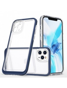 Genomskinligt 3-i-1 fodral för iPhone 11 Pro Max blå ram gel skal